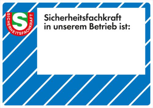 Wandschild, "Sicherheitsfachkraft in unserem Betrieb ist: + Freitext"