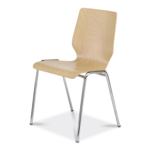 Holzschalenstuhl mit verchromtem 4-Fußgestell