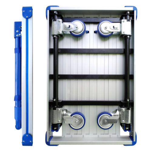 Alu-Schiebebügelwagen mit klappbarem Griff und Rädern