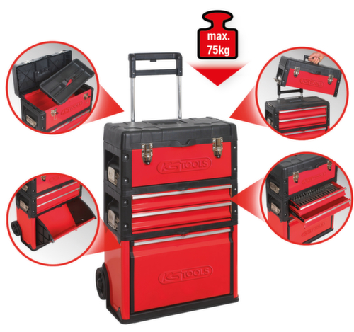 KS Tools Fahrbarer Kunststoff-Stahlblech-Werkzeugkasten