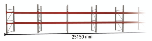 META Palettenregal MULTIPAL für 81 Paletten, 25150 mm breit, 2 Lagerebenen