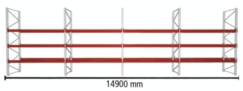 META Palettenregal MULTIPAL für 64 Paletten, 14900 mm breit, 4 Lagerebenen