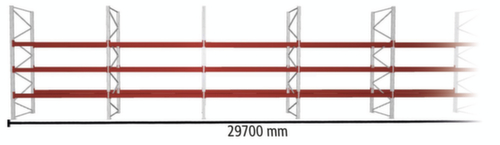 META Palettenregal MULTIPAL für 128 Paletten, 29700 mm breit, 4 Lagerebenen