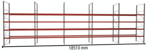 META Palettenregal MULTIPAL für 100 Paletten, 18510 mm breit, 5 Lagerebenen