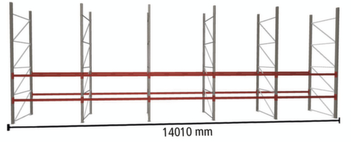 META Palettenregal MULTIPAL für 30 Paletten, 14010 mm breit, 3 Lagerebenen