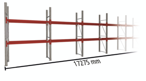 META Palettenregal MULTIPAL für 27 Paletten, 17275 mm breit, 3 Lagerebenen
