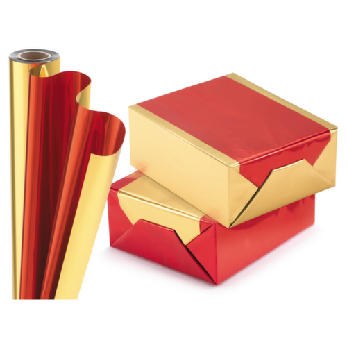 Geschenkfolie in Metalloptik rot/gold