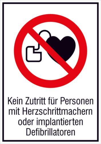 Panneau d'interdiction « Interdit aux personnes porteuses d'un stimulateur cardiaque », panneau d'information, Standard