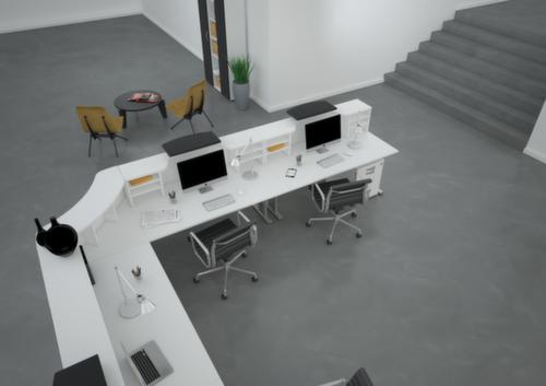 Rehausse de banque d'accueil avec compartiments + évidement pour écran