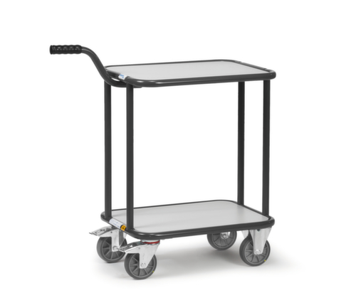 fetra Rouleau à poignée ESD avec 2 surfaces de chargement, force 250 kg, 2 roulettes pivotantes et 2 roulettes fixes