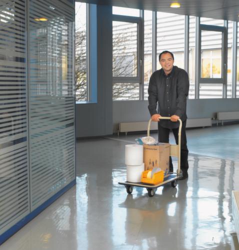 Chariot avec barre de poussée pliable Eco avec revêtement antidérapant, force 150 kg