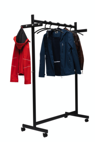 portant de vestiaire juxtaposable MAULsamba avec 2 barres à crochets supplémentaires, avec 8/2 crochets, noir de sécurité RAL9004