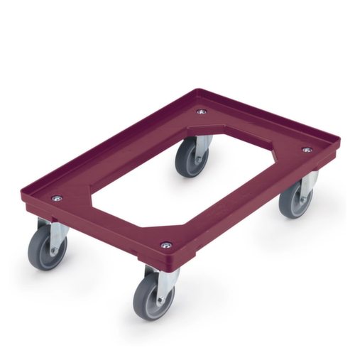 Rouleau de transport pour conteneurs Euonorm avec cadre à angle ouvert, force 300 kg, polypropylène bandage