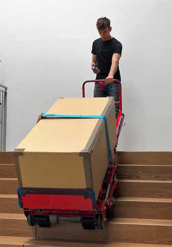 Diable monte-escaliers à chenilles pour fortes charges, force 600 kg, largeur de pelle 580 mm