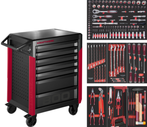 KRAFTWERK® Chariot d’atelier robuste PRO LINE PT800 avec jeu d’outils de 143 pièces, 7 tiroir(s)