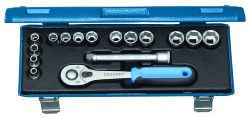 30 JMU-10 Jeu de douilles 3/8" 16 pièces 6 pans 6-19 mm