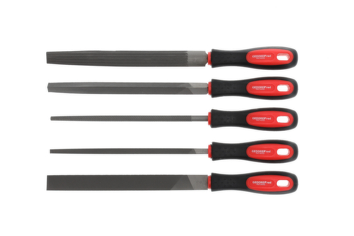 GEDORE R93000005 Jeu de limes 3 pans + 4 pans + plat + rond + demi 5 pièces