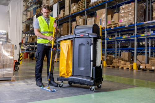 Rubbermaid Camion de nettoyage verrouillable Hygen avec sac poubelle