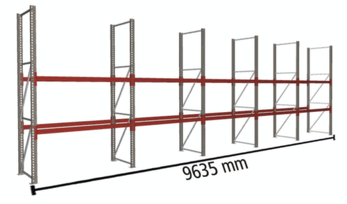 META Rayonnage à palettes MULTIPAL pour 30 palettes, largeur 9635 mm, 3 niveaux de stockage
