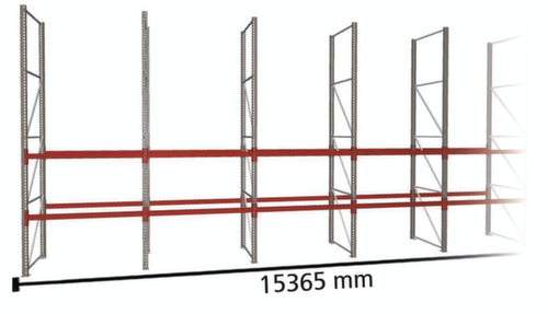 META Rayonnage à palettes MULTIPAL pour 48 palettes, largeur 15365 mm, 3 niveaux de stockage