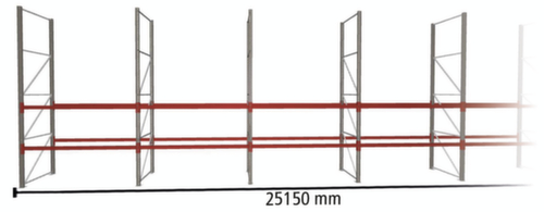META Rayonnage à palettes MULTIPAL pour 81 palettes, largeur 25150 mm, 3 niveaux de stockage