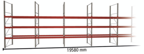 META Rayonnage à palettes MULTIPAL pour 84 palettes, largeur 19580 mm, 4 niveaux de stockage