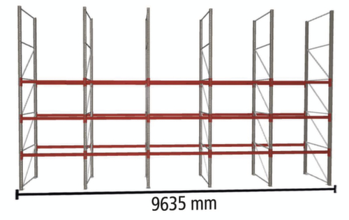 META Rayonnage à palettes MULTIPAL pour 40 palettes, largeur 9635 mm, 4 niveaux de stockage