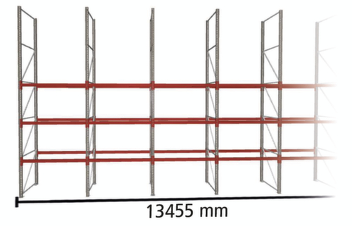 META Rayonnage à palettes MULTIPAL pour 56 palettes, largeur 13455 mm, 4 niveaux de stockage