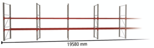 META Rayonnage à palettes MULTIPAL pour 42 palettes, largeur 19580 mm, 3 niveaux de stockage