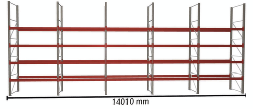 META Rayonnage à palettes MULTIPAL pour 50 palettes, largeur 14010 mm, 5 niveaux de stockage