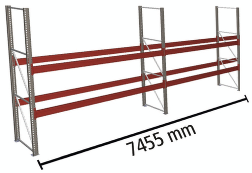 META Rayonnage à palettes MULTIPAL pour 24 palettes, largeur 7455 mm, 3 niveaux de stockage