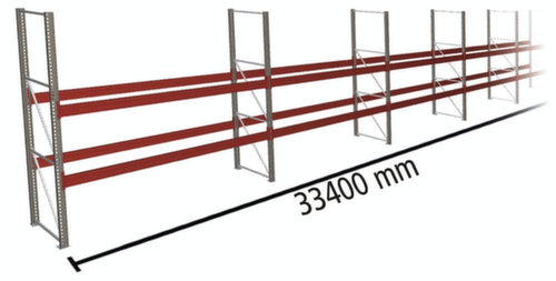 META Rayonnage à palettes MULTIPAL pour 108 palettes, largeur 33400 mm, 3 niveaux de stockage