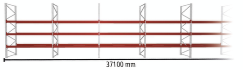 META Rayonnage à palettes MULTIPAL pour 160 palettes, largeur 37100 mm, 4 niveaux de stockage