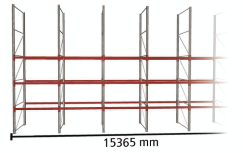 META Rayonnage à palettes MULTIPAL pour 32 palettes, largeur 15365 mm, 4 niveaux de stockage
