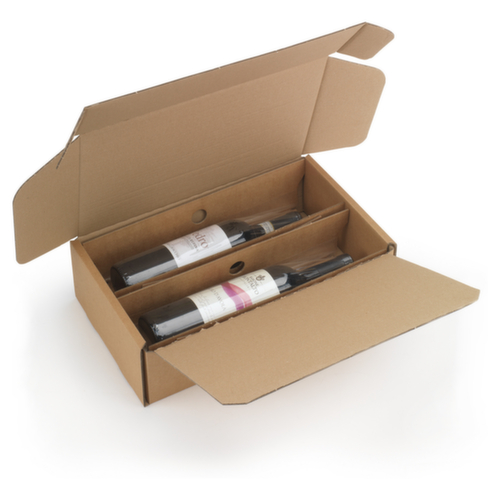 Boîte avec calage carton et film intégré pour 2 bouteilles