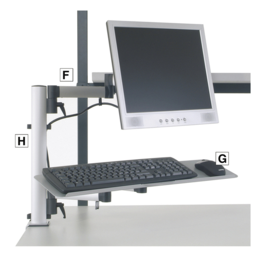 Tablette extensible avec bras pivotant pour souris et clavier