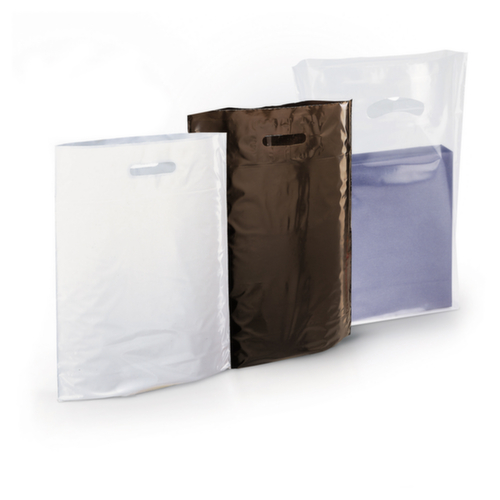 200 sacs plastique blanc sans soufflet à poignées découpées RAJA