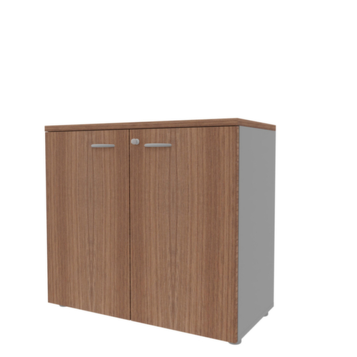 Quadrifoglio Armoire de bureau Practika, 2 hauteurs des classeurs, alu/noyer Canaletto