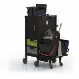 Harema Chariot de lavage humide Black is Green Brix Office avec presse à balais et porte-sacs à ordures, 2x15 l seau en noir