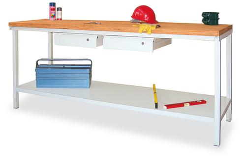PAVOY Werkbank mit Gestell in lichtgrau und Buche-Multiplexplatte