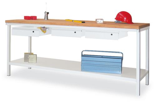 PAVOY Werkbank mit Gestell in lichtgrau und Buche-Multiplexplatte