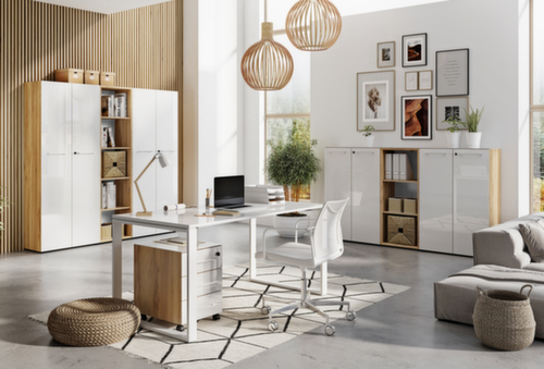 Aktenschrank GW-MONTERIA mit Oberboden mit Sicherheitsglasauflage