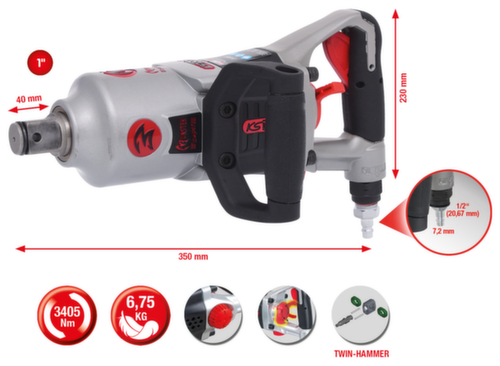 KS Tools 1" superMONSTER Hochleistungs-Druckluft-Schlagschrauber