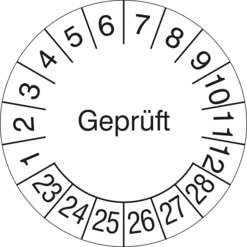 Runde Prüfplakette ohne Jahresfarbe