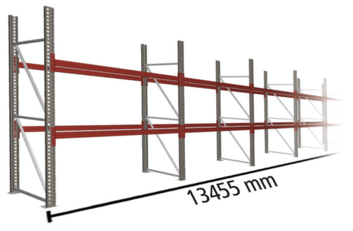 META Palettenregal MULTIPAL für 42 Paletten, 13455 mm breit, 3 Lagerebenen
