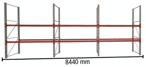 META Palettenregal MULTIPAL für 27 Paletten, 8440 mm breit, 3 Lagerebenen