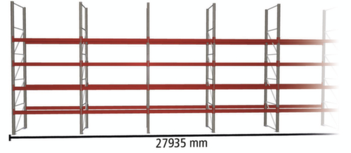 META Palettenregal MULTIPAL für 150 Paletten, 27935 mm breit, 5 Lagerebenen