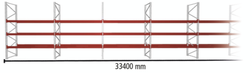 META Palettenregal MULTIPAL für 144 Paletten, 33400 mm breit, 4 Lagerebenen