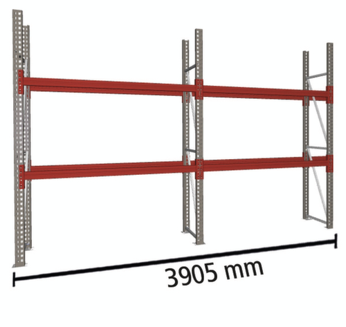 META Palettenregal MULTIPAL für 6 Paletten, 3905 mm breit, 3 Lagerebenen