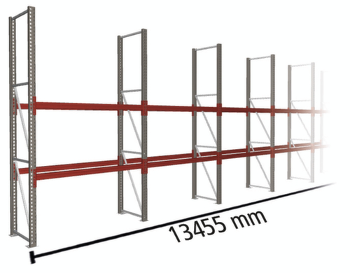 META Palettenregal MULTIPAL für 21 Paletten, 13455 mm breit, 3 Lagerebenen